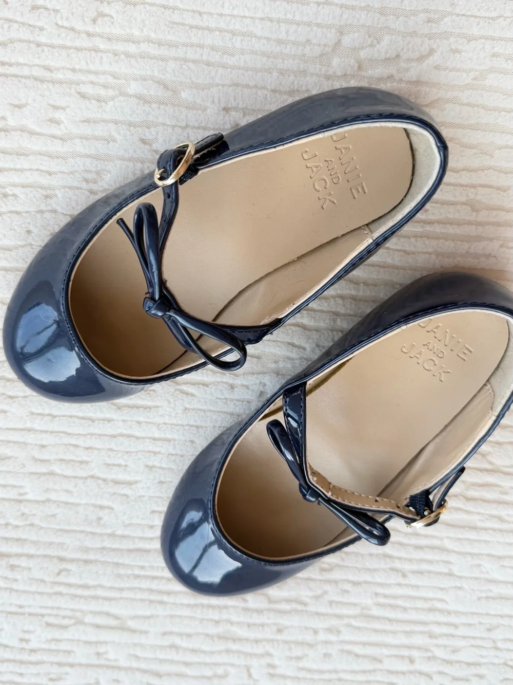 Janie and Jack Patent Mary Jane Flats - Navy, size 9 toddler girl